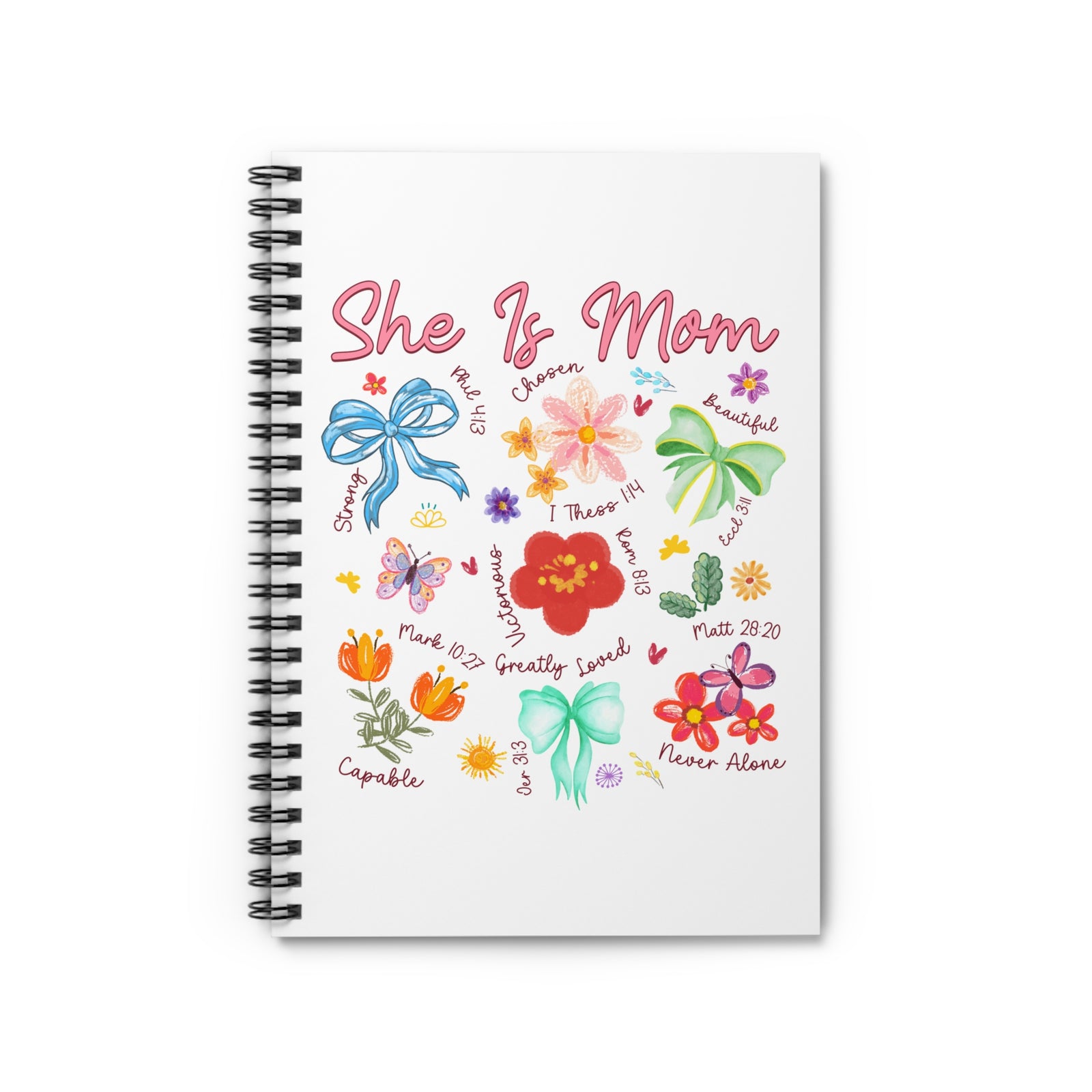 She Is Mom Floral Spiral Ruled Notebook Inspirational Christian Mom Journal
