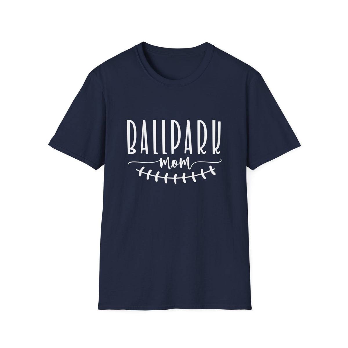 Ballpark Mom Baseball or Softball Graphic T-Shirt Cute Sports Mom Tee (12 Team Colors)