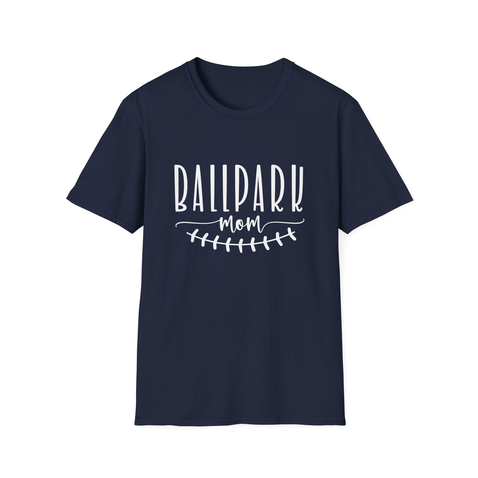 Ballpark Mom Baseball or Softball Graphic T-Shirt Cute Sports Mom Tee (12 Team Colors)