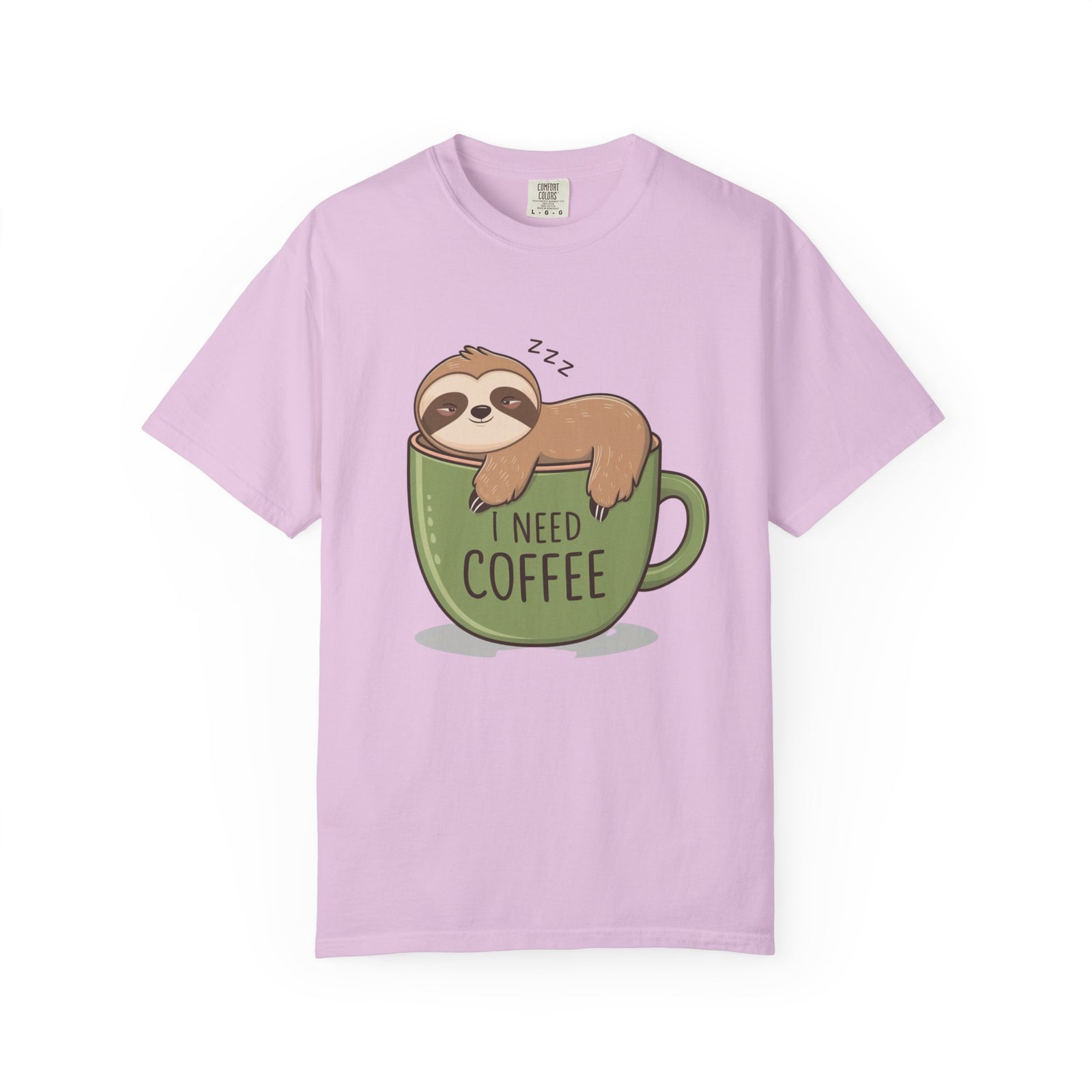 I Need Coffee Sloth Graphic T-Shirt Unisex Coffee Lover Short Sleeve Tee