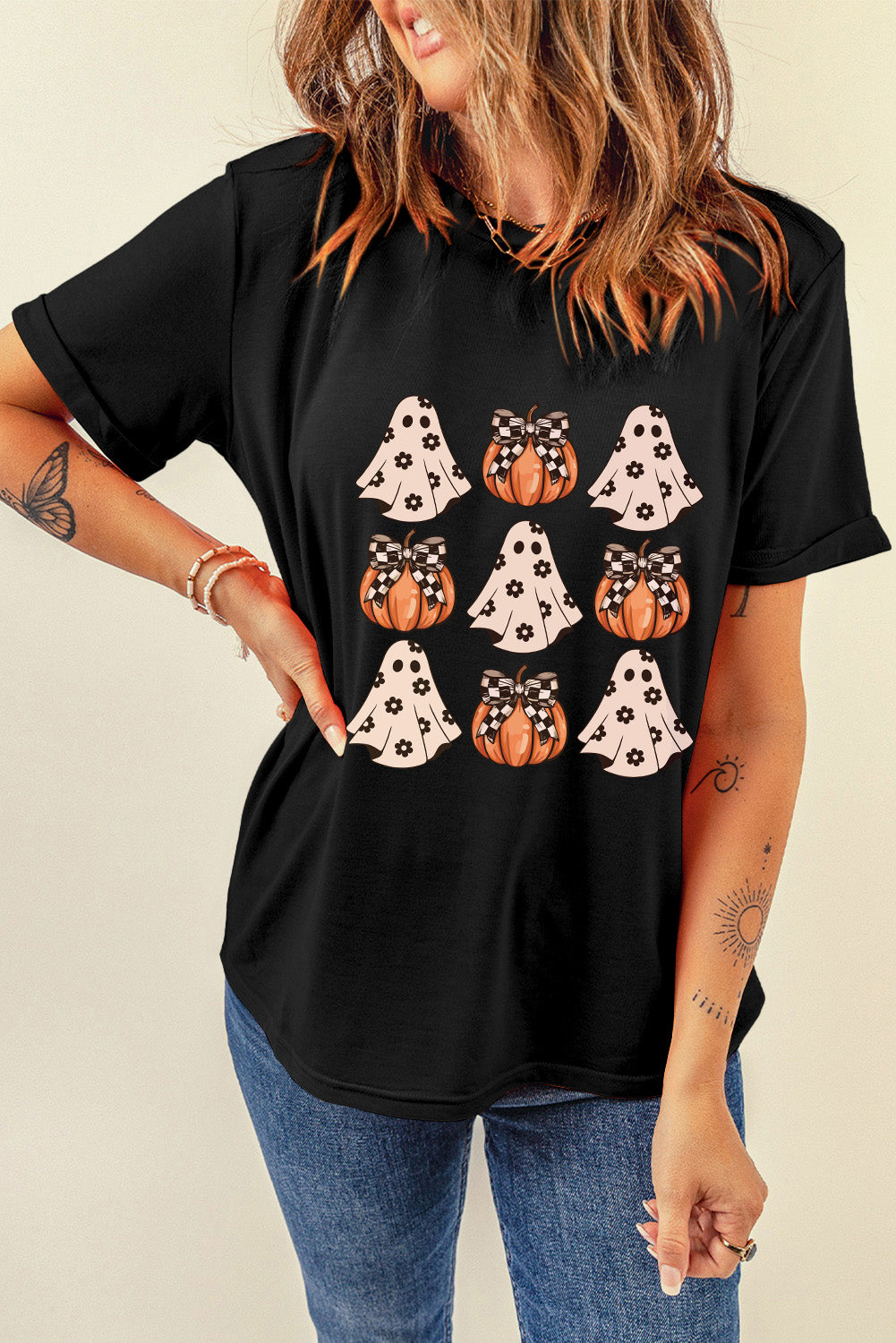 Halloween Graphic Round Neck Short Sleeve T-Shirt - Sydney So Sweet