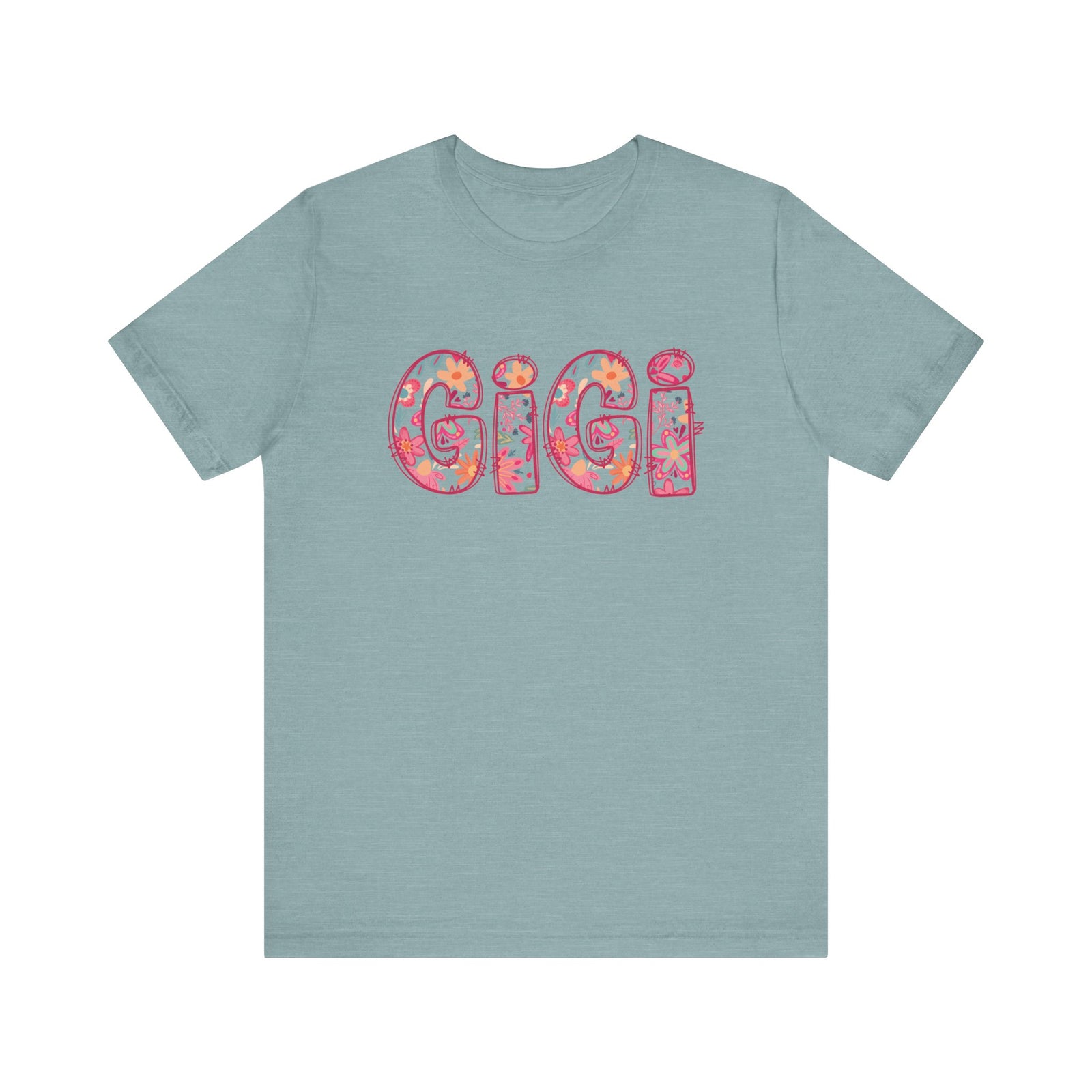 Gigi Boho Pink Floral Graphic T‑Shirt Flower Pattern Grandmother Tee