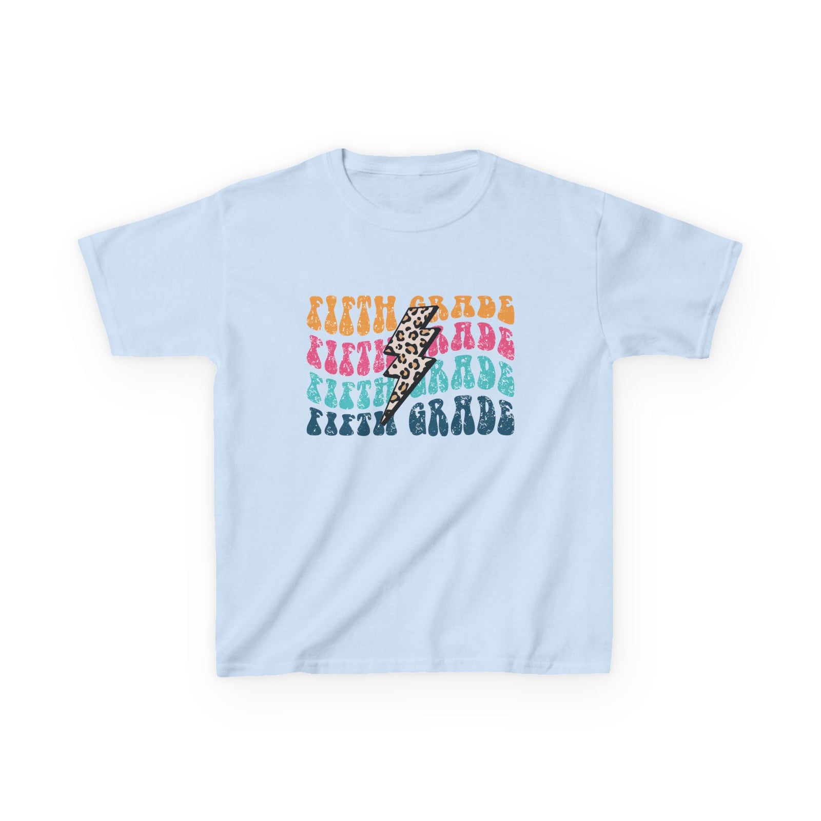 Fifth Grade Leopard Lightning Graphic Tee Back-to-School 5th Grade Kids T-Shirt