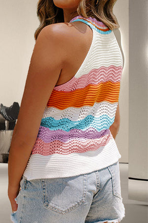 Color Block Round Neck Knit Top - Sydney So Sweet