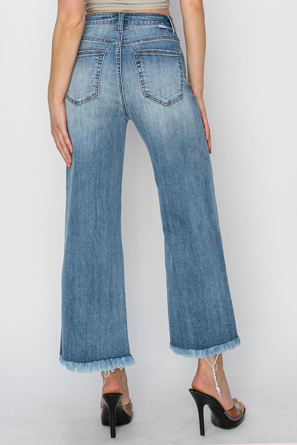 RISEN Raw Hem Cropped Wide Leg Jeans - Sydney So Sweet