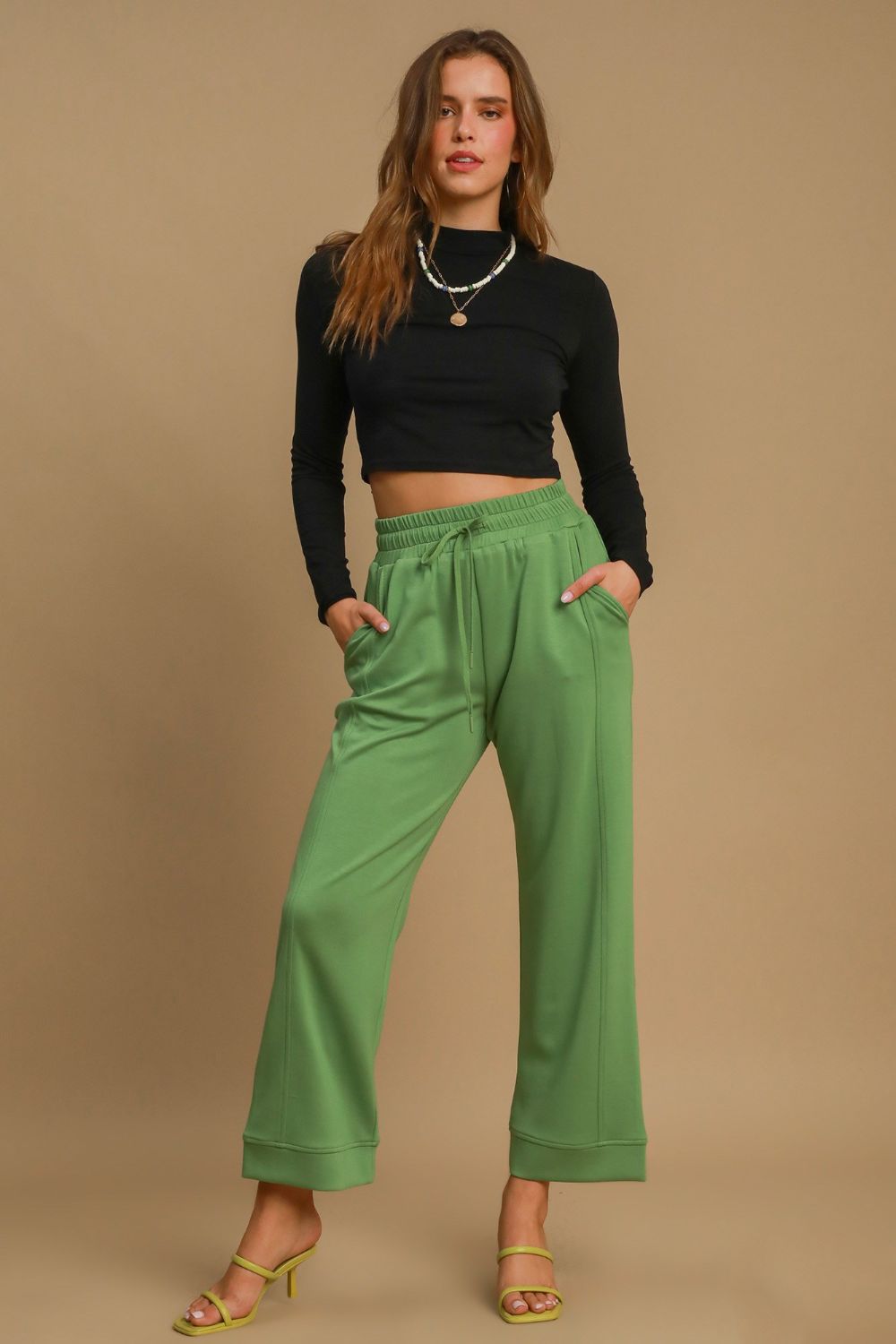 Umgee Drawstring Wide Leg Pants with Pockets - Sydney So Sweet