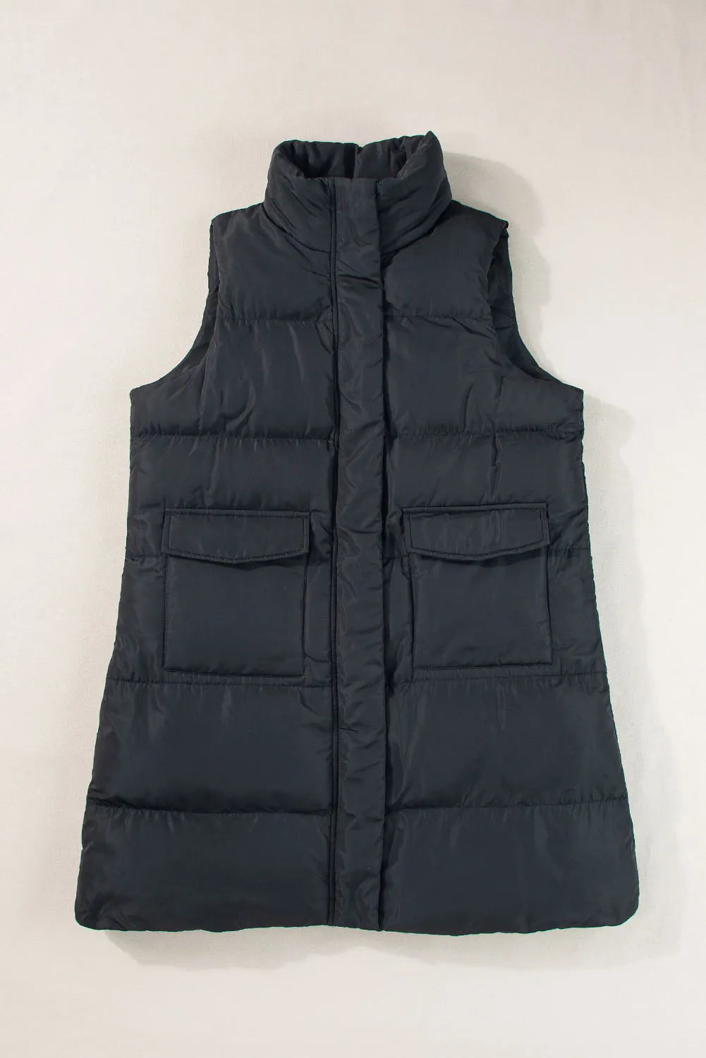 Pocketed Zip Up Vest Coat - Sydney So Sweet