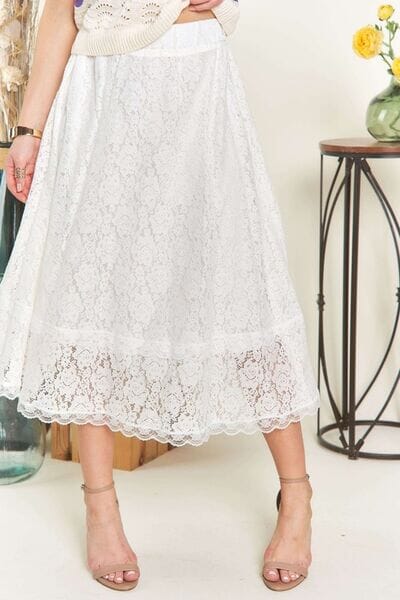 ADORA Elastic Waist Lace Midi Skirt - Sydney So Sweet