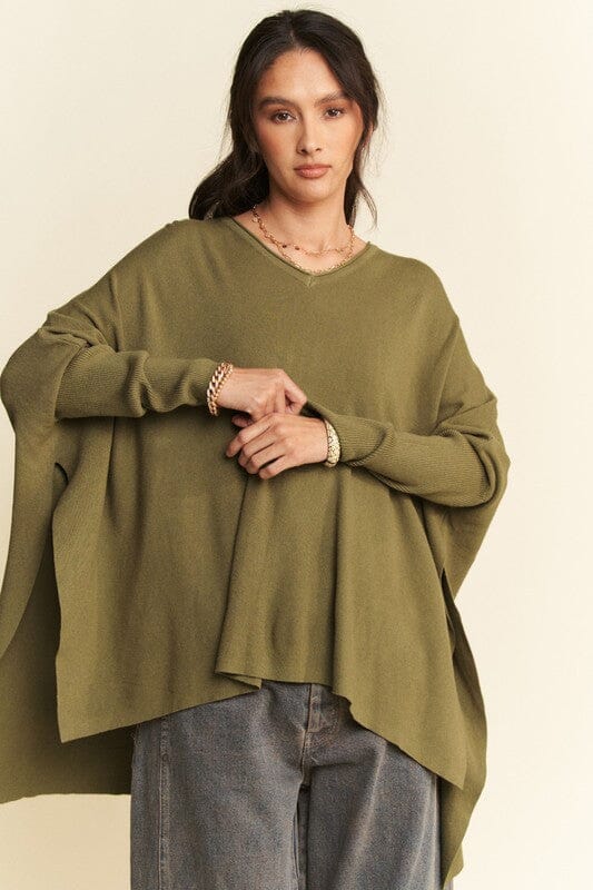 Davi & Dani High-Low Side Slit Batwing Sleeve Top - Sydney So Sweet