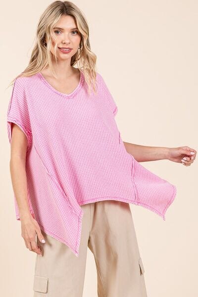 Mittoshop Mineral Wash Waffle Knit Pointed Hem Oversized Top - Sydney So Sweet