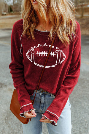 Football Round Neck Long Sleeve Sweatshirt - Sydney So Sweet