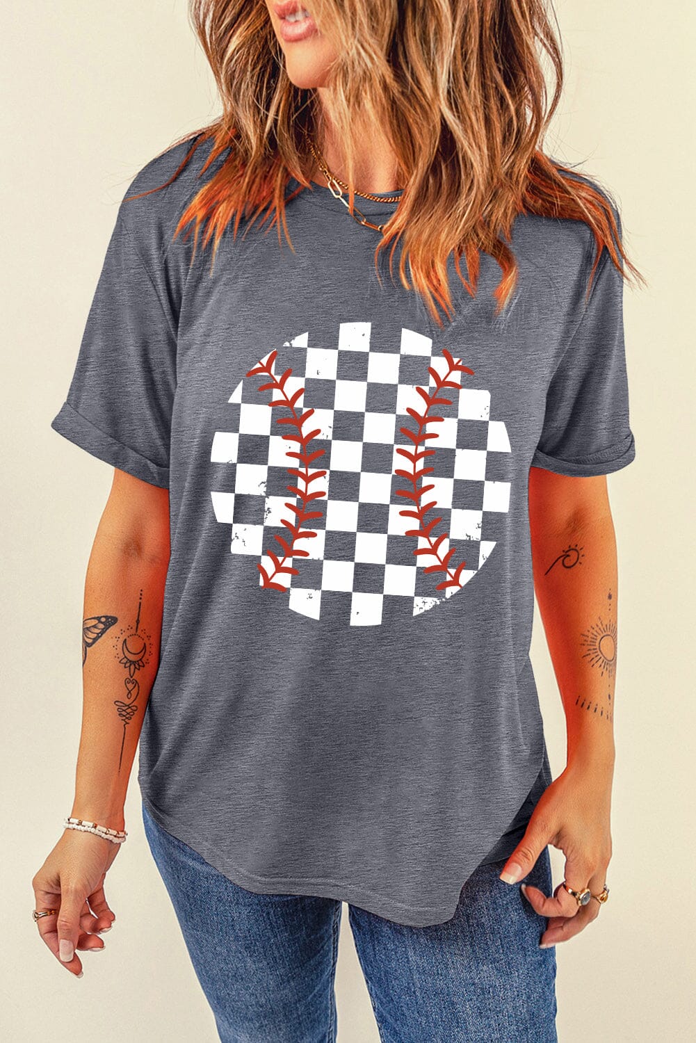 Checkered Baseball Women's Graphic Short Sleeve T-Shirt - Sydney So Sweet