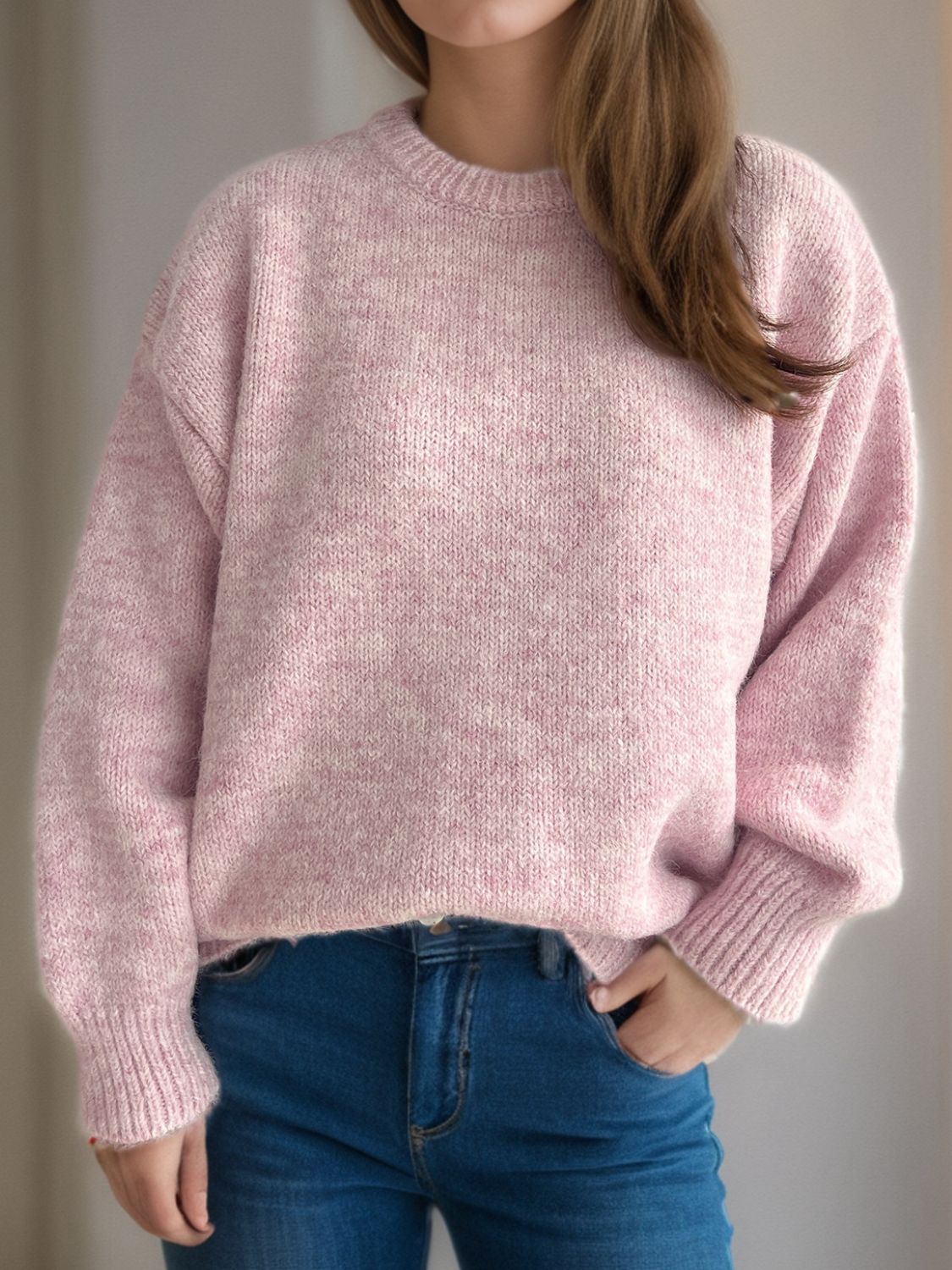 Round Neck Long Sleeve Sweater - Sydney So Sweet