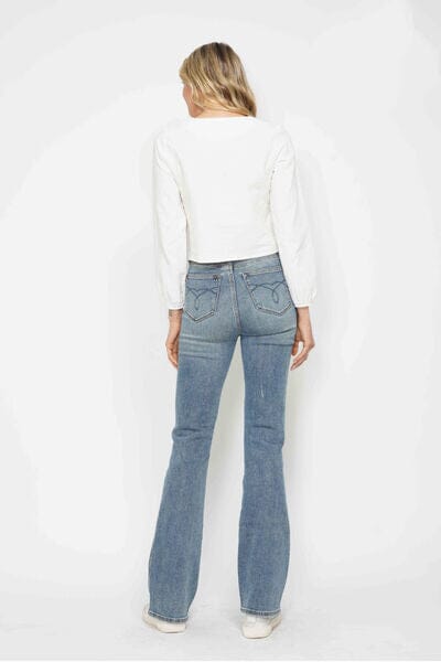 Judy Blue Full Size Tummy Control Back Embroidered Pocketed Bootcut Jeans Plus Size - Sydney So Sweet
