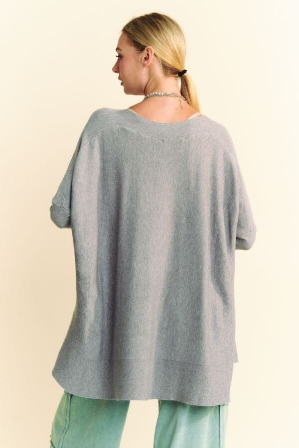Davi & Dani Round Neck Dropped Shoulder Long Sleeve Knit Top - Sydney So Sweet