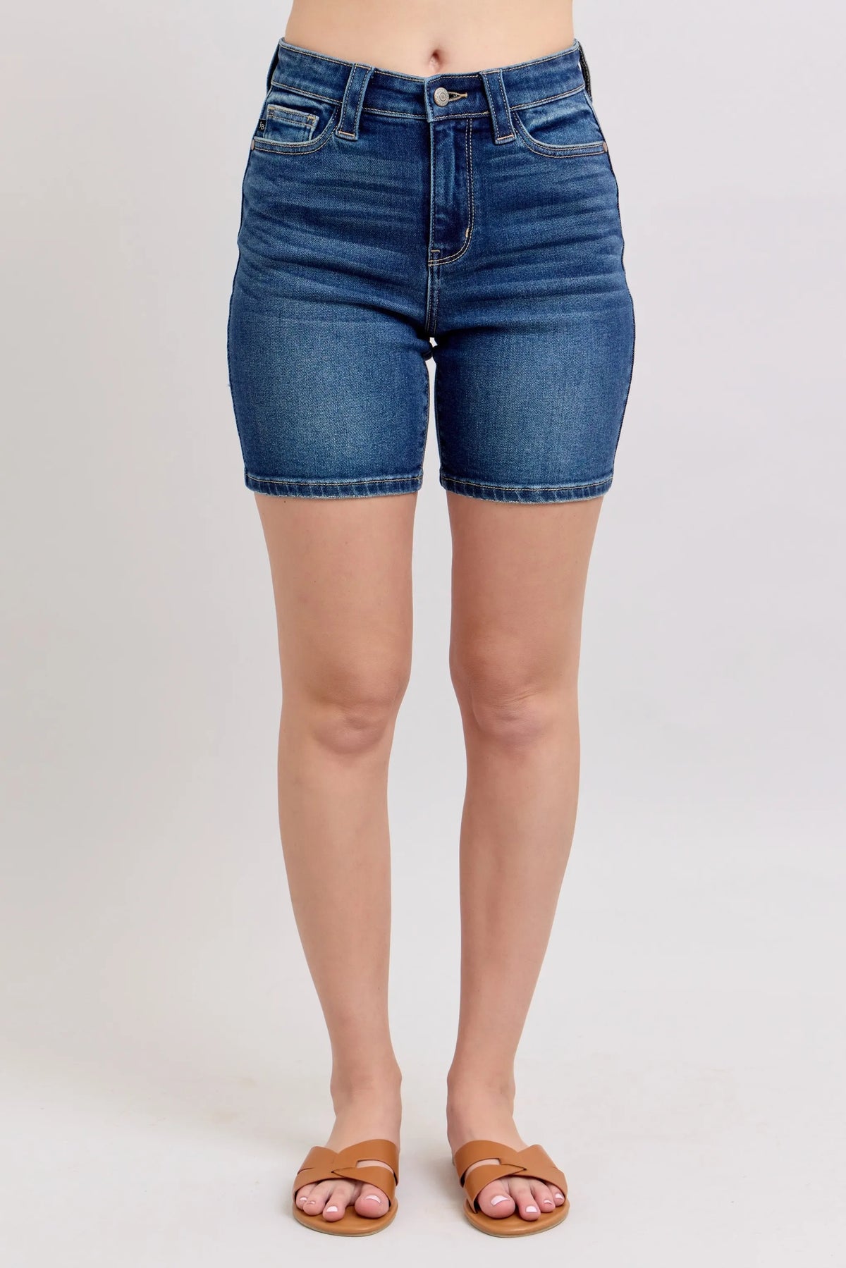Judy Blue Full Size High Waist Bermudas Jeans W/ Back Flap Pockets Plus Size - Sydney So Sweet