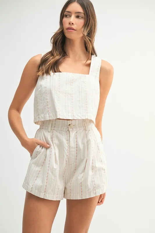 MABLE Square Neck Crop Top and Shorts Set - Sydney So Sweet