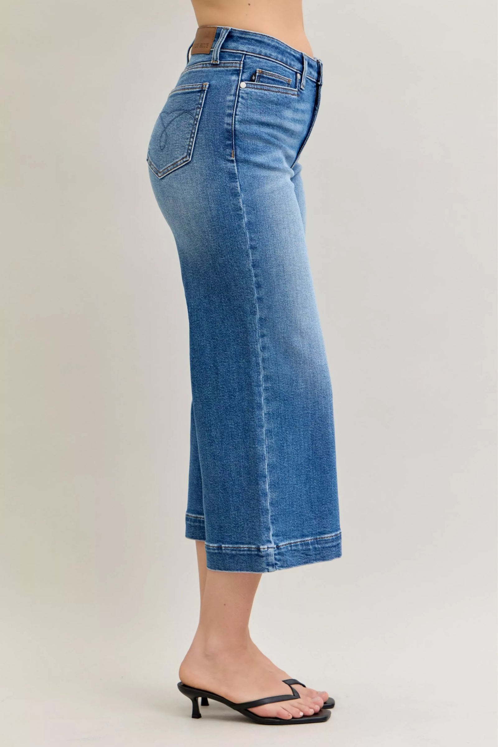 Judy Blue Mid Rise Crop Wide Leg Jeans - Sydney So Sweet