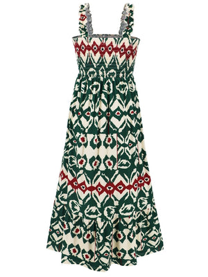 Smocked Printed Square Neck Sleeveless Dress - Sydney So Sweet