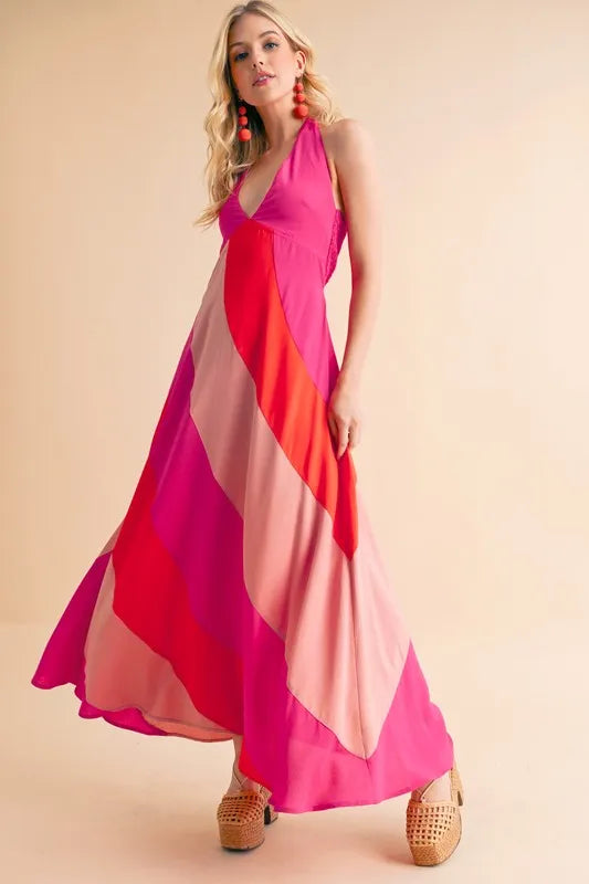 Aemi+Co Color Block Sleeveless Maxi Dress - Sydney So Sweet