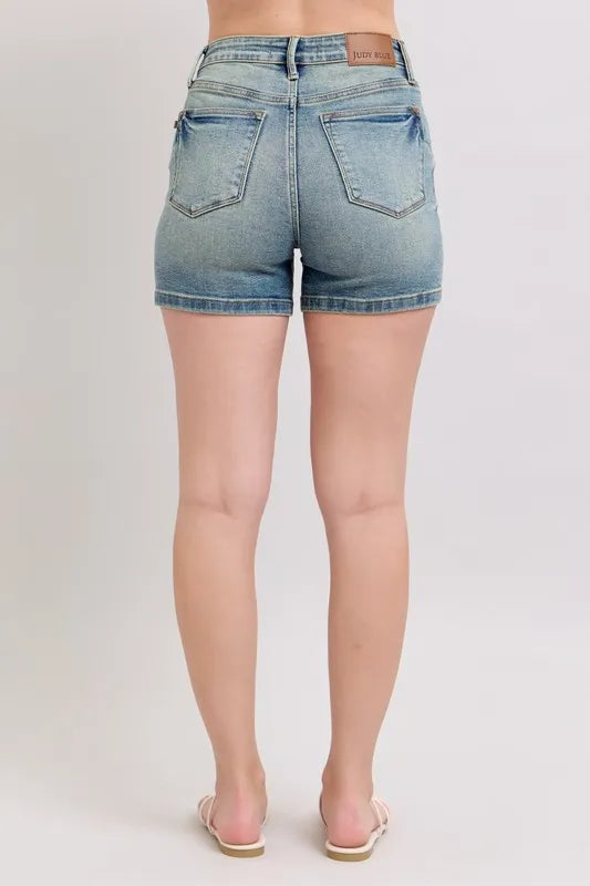 Judy Blue V-Front Vintage Wash Shorts - Sydney So Sweet