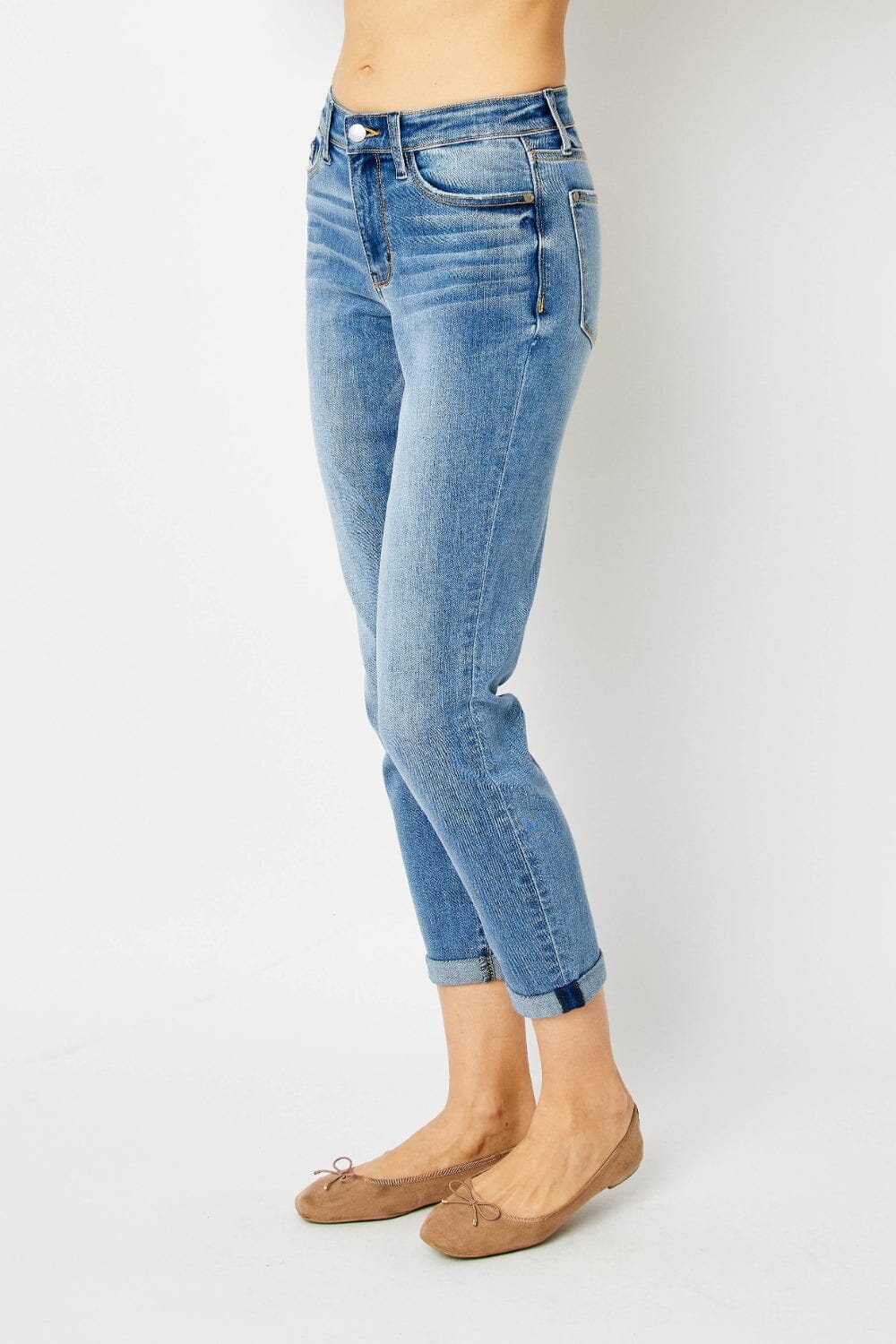 Judy Blue Full Size Cuffed Hem Slim Jeans - Sydney So Sweet