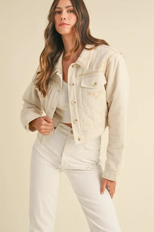 MABLE Embroidered Quilted Cropped Jacket - Sydney So Sweet