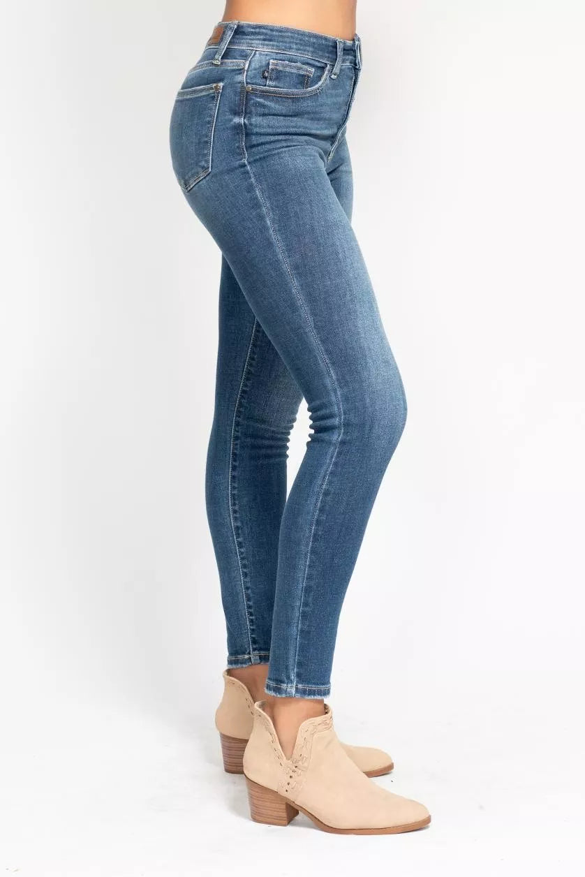 Judy Blue Full Size High Rise Button Fly Skinny Jeans Plus Size - Sydney So Sweet