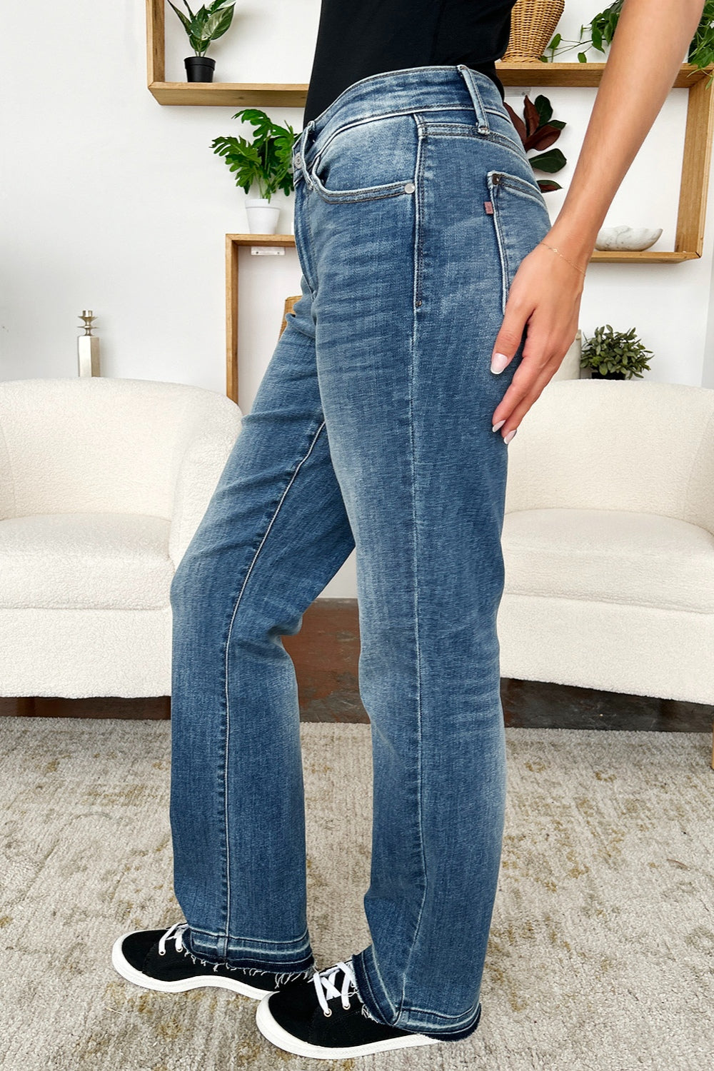 Judy Blue Full Size Mid Rise Release Hem Jeans - Sydney So Sweet