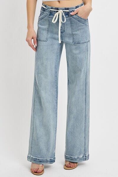 RISEN Full Size Straight Leg Jeans with Pockets Plus Size - Sydney So Sweet