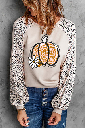 Pumpkin Graphic Round Neck Long Sleeve Top - Sydney So Sweet