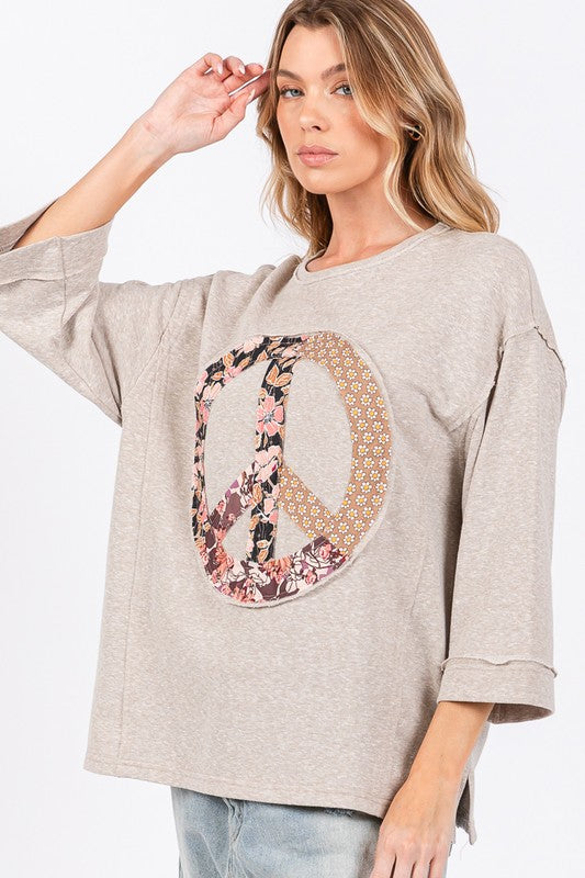 SAGE + FIG Floral Peace Patch Round Neck Top - Sydney So Sweet