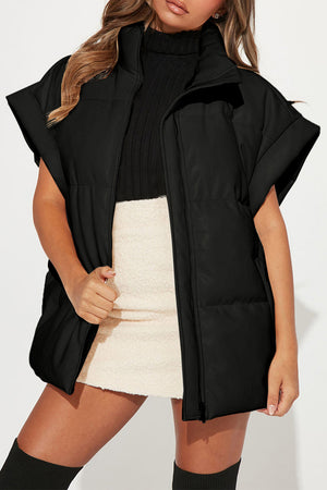 Pocketed Zip Up Vest Coat - Sydney So Sweet