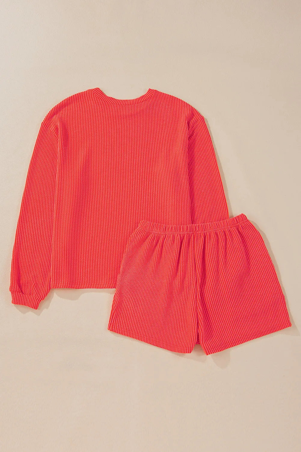 Round Neck Long Sleeve Top and Shorts Set - Sydney So Sweet