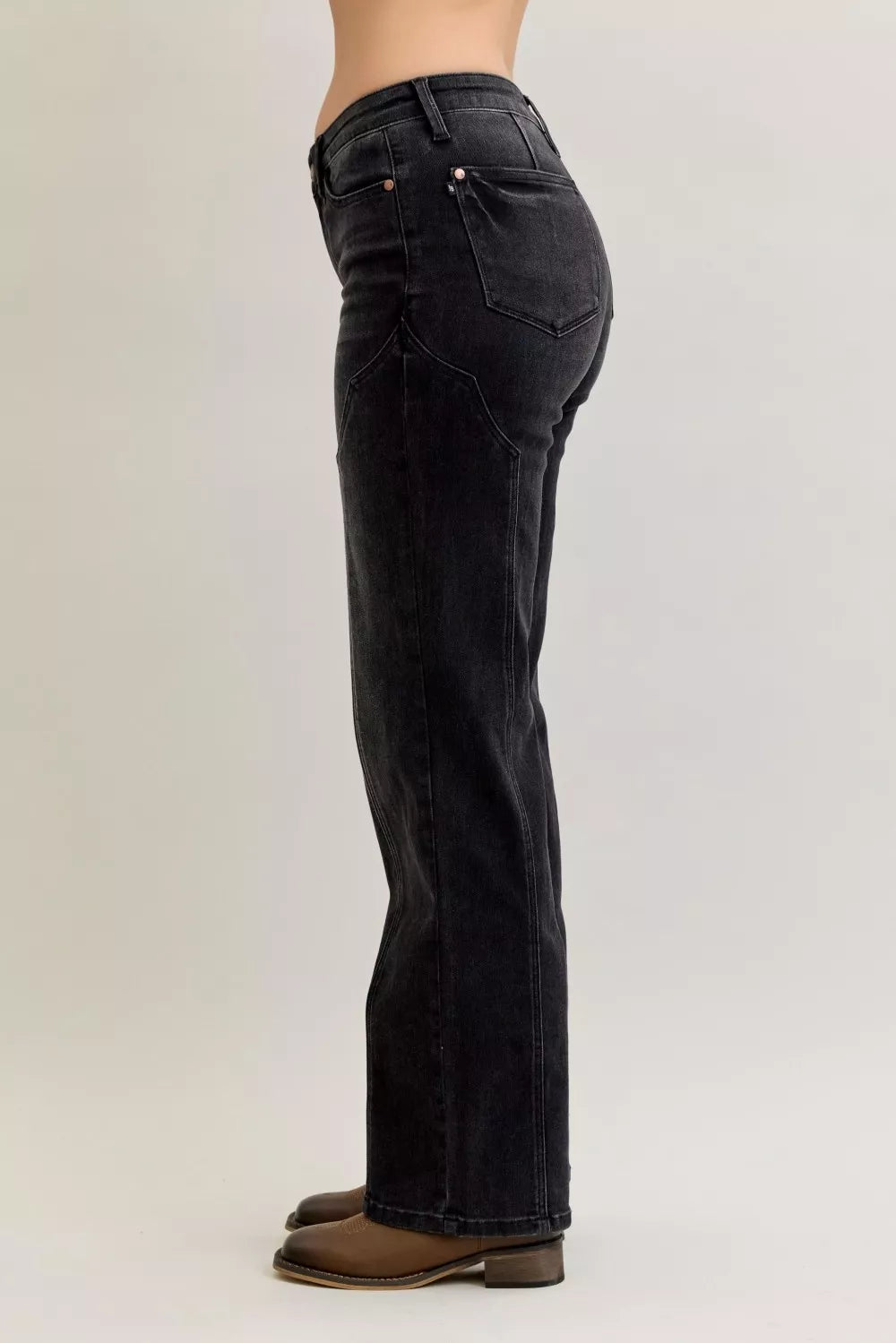 Judy Blue Mid Rise Straight Western Seam Detail Jeans - Sydney So Sweet