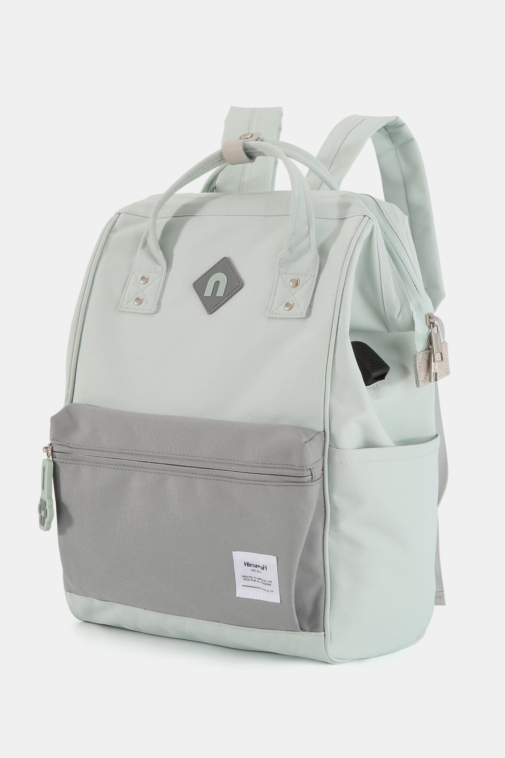 Himawari Contrast Waterproof Backpack Bag with External USB Port - Sydney So Sweet