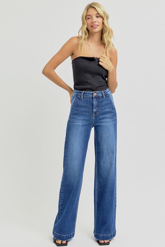 RISEN Full Size High Rise Wide Leg Jeans with Slanted Pockets - Sydney So Sweet