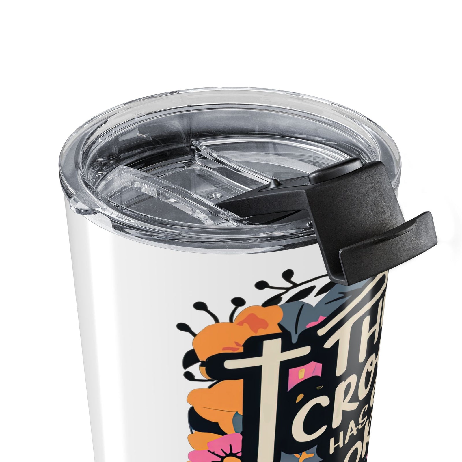 The Cross Has Spoken I Am Forgiven 20oz Tumbler Pink Script Insulated Travel Cup