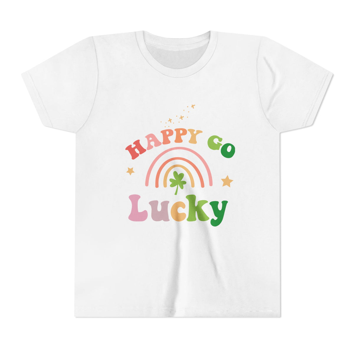 Happy Go Lucky Rainbow Shamrock Youth Tee Cute St. Patrick's Day Kids T-Shirt