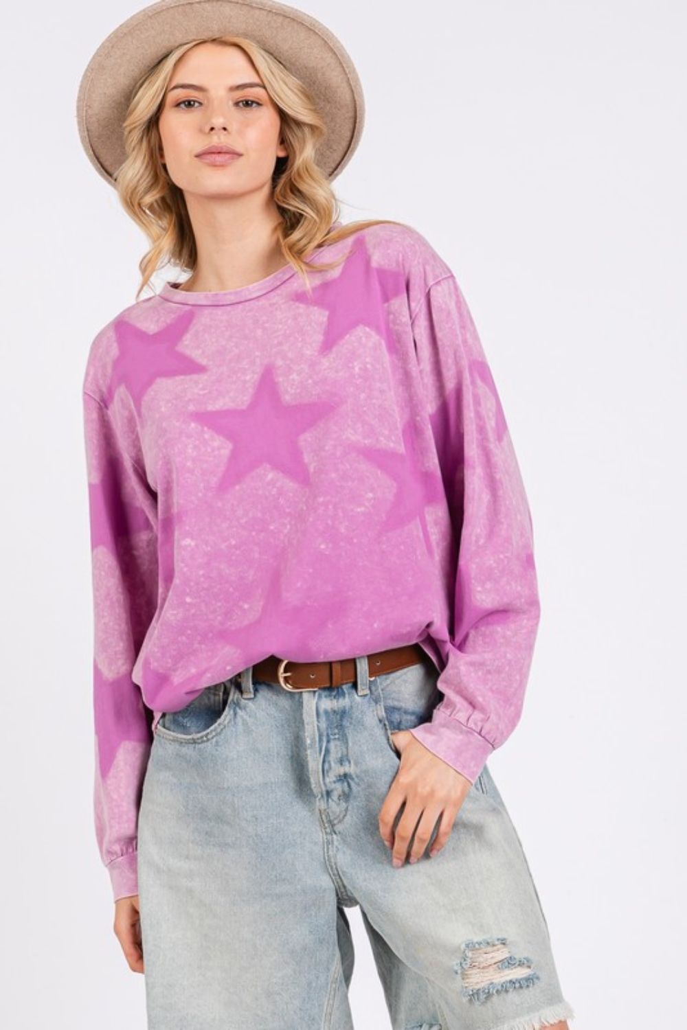 SAGE + FIG Mineral Wash Star Pattern T-Shirt - Sydney So Sweet