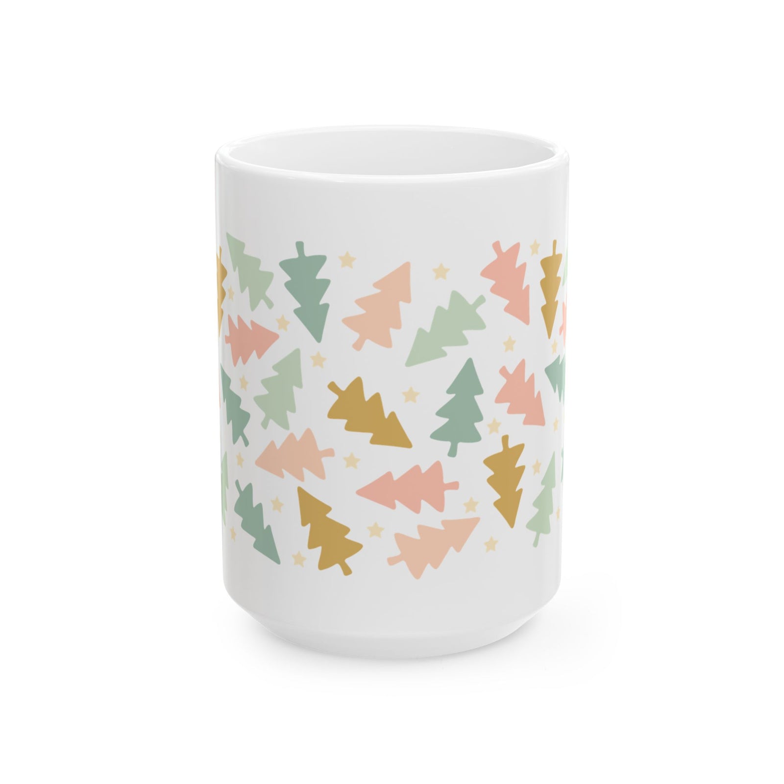 Vintage Christmas Trees Ceramic Mug Coffee Cup (11oz & 15oz)