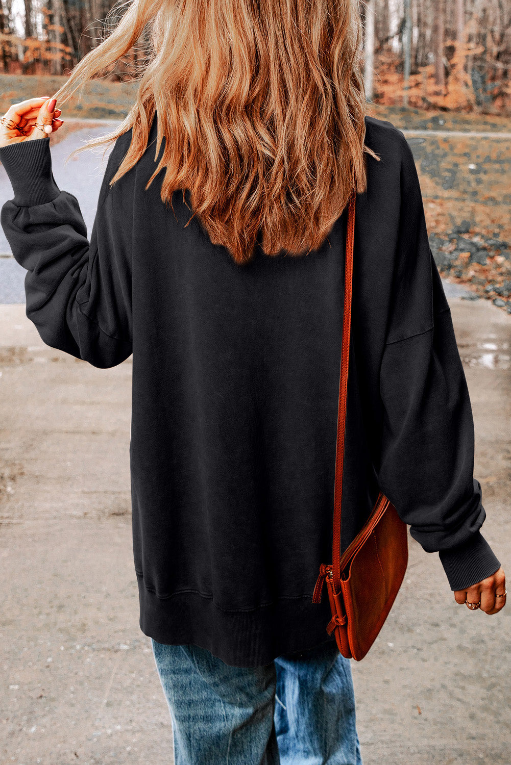 Sequin Football Patch Slit Sweatshirt - Sydney So Sweet