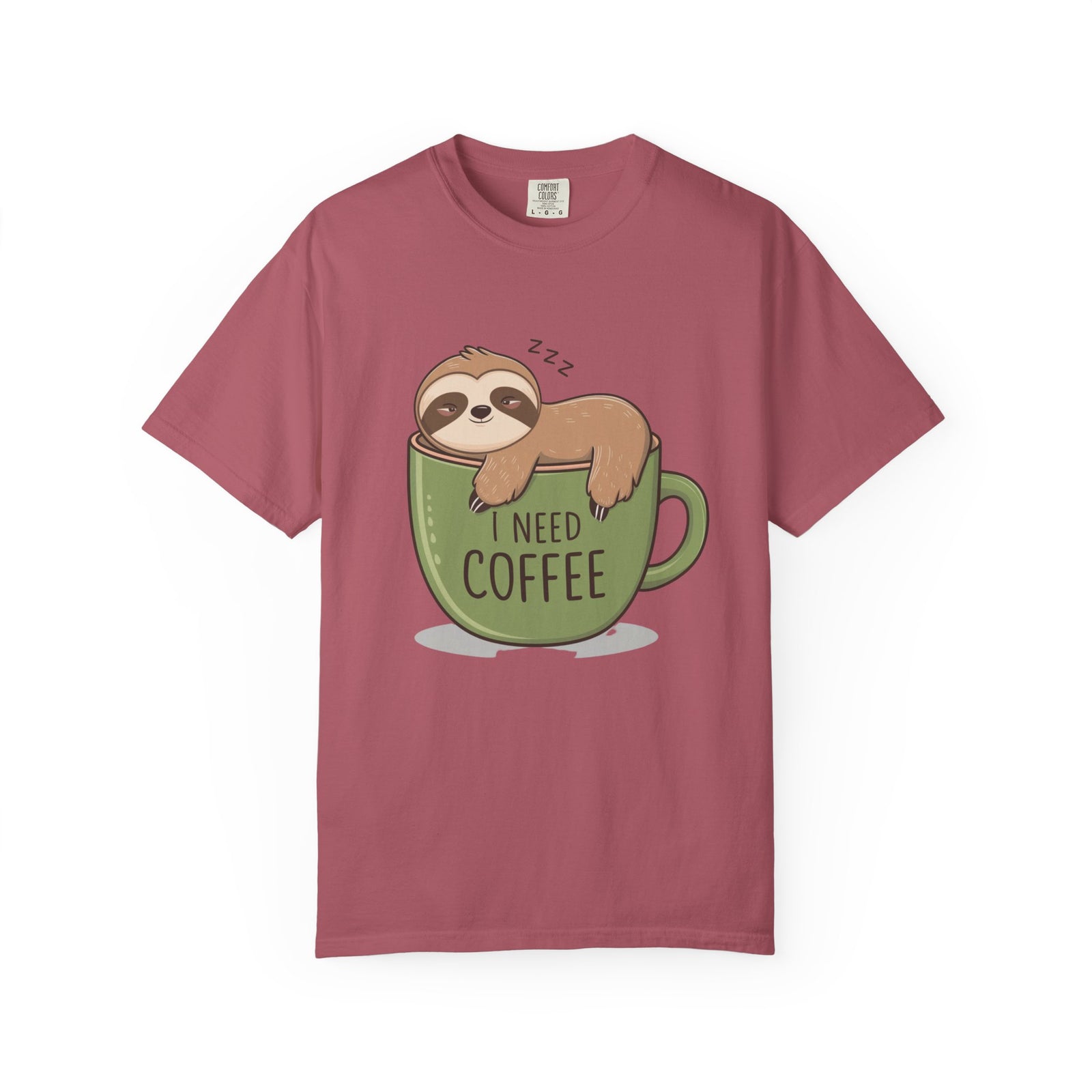 I Need Coffee Sloth Graphic T-Shirt Unisex Coffee Lover Short Sleeve Tee