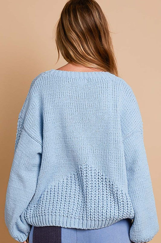 POL Crochet Flower Round Neck Dropped Shoulder Sweater - Sydney So Sweet