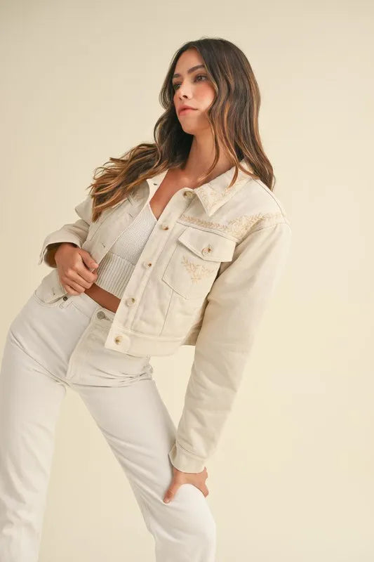 MABLE Embroidered Quilted Cropped Jacket - Sydney So Sweet