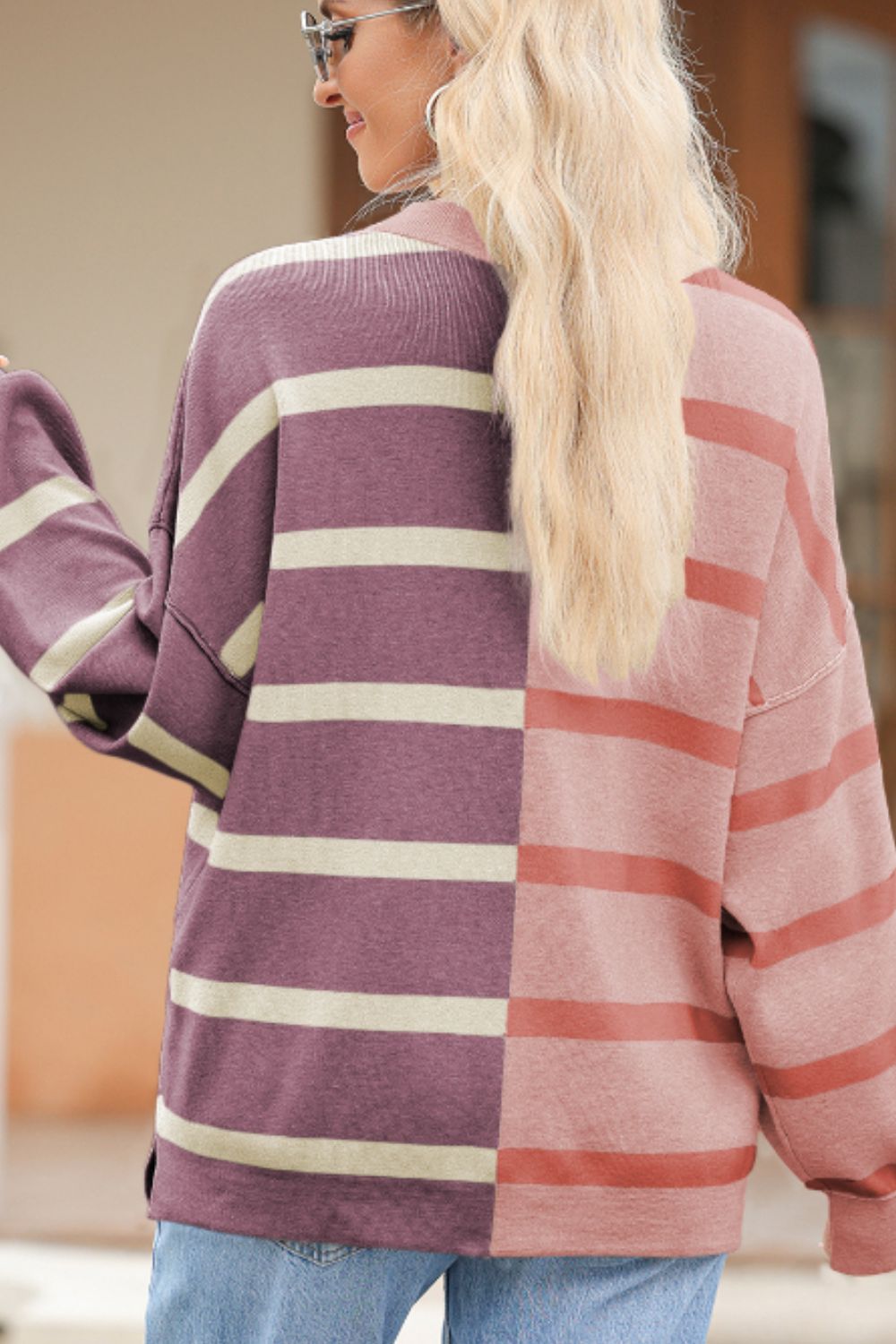 Contrast Striped Long Sleeve Sweatshirt - Sydney So Sweet