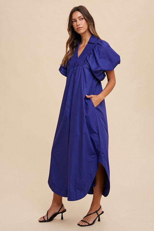 Annie Wear Smocked Puff Sleeve Midi Dress - Sydney So Sweet