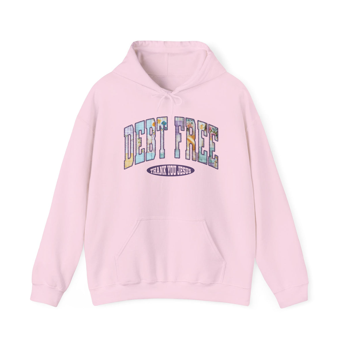 Debt Free Hoodie Pastel Debt Free Christian Thank You Jesus Hooded Sweatshirt