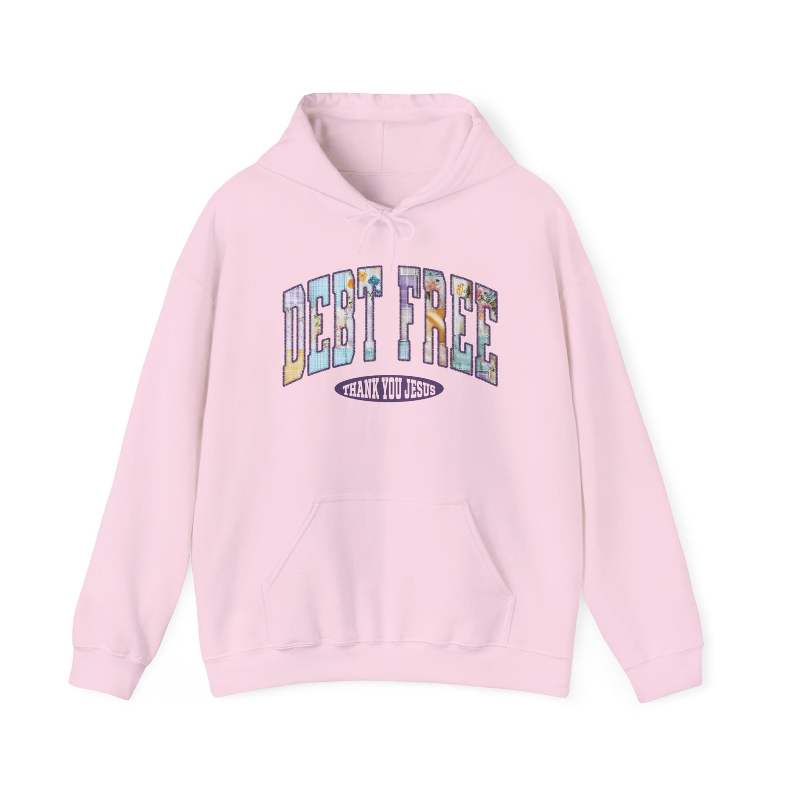 Debt Free Hoodie Pastel Debt Free Christian Thank You Jesus Hooded Sweatshirt