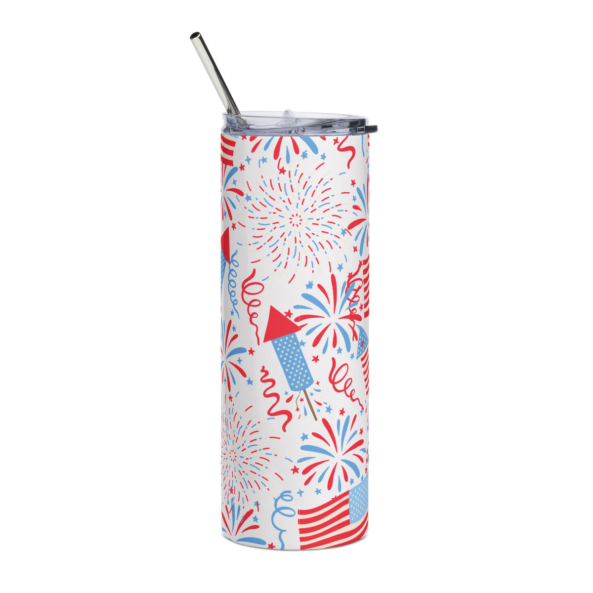 Freedom Flags & Fireworks 20oz Stainless Steel Tumbler Insulated Travel Cup